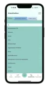 Smartphone-Ansicht der KidsDoc-App mit alphabetischem Krankheiten-Glossar von Abszess bis Asthma und Navigationsleiste